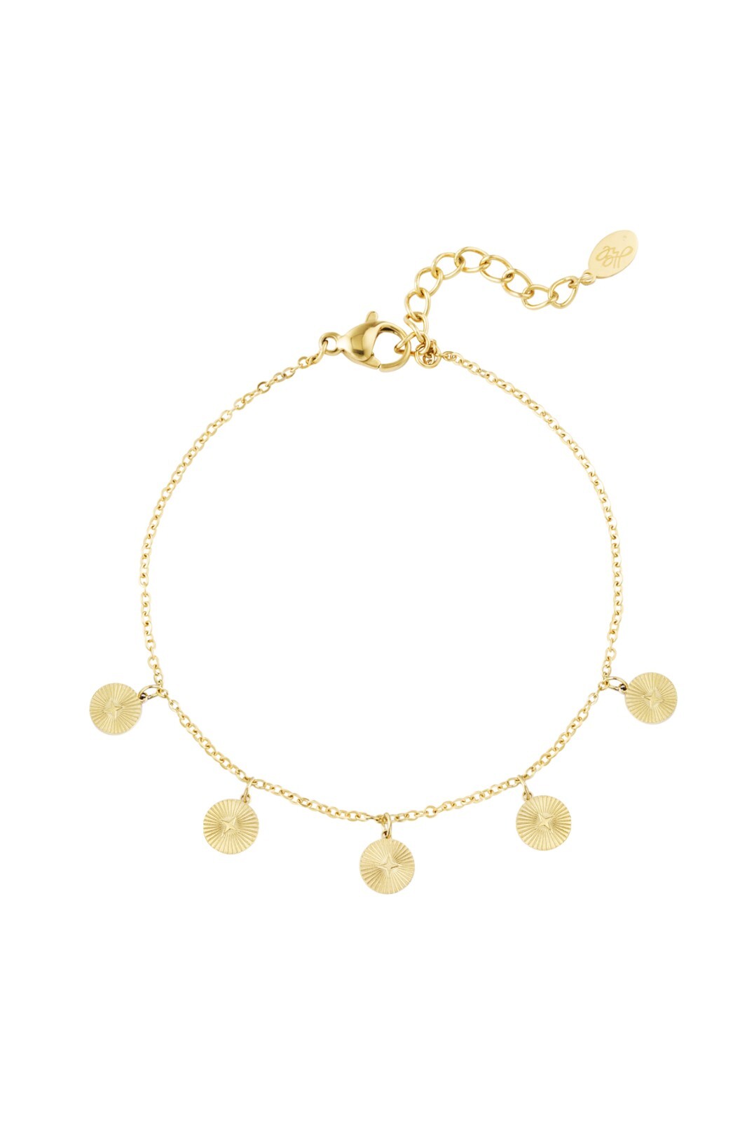 14ct Gold-Plated Bracelet with Five Circle Star Charms