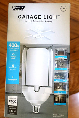 FEIT Electric Garage Light 4 Panel 80W LED Bulb Daylight 400W Replacement NEW