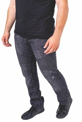 Mens Stylish Washed Denim Casual Fashion Jeans Motorbike Ripped Pants Trousers