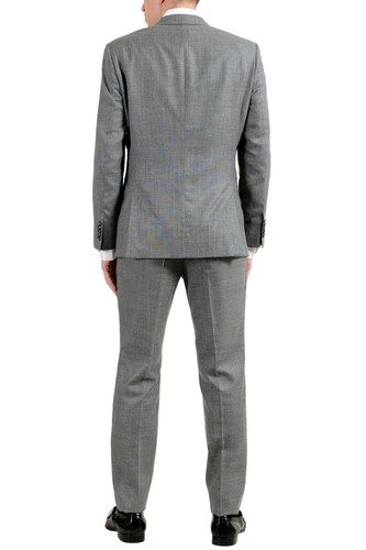 Pre-owned Hugo Boss "t-harvers4/glover3" Men's Silk Wool Gray Slim Two Button Suit