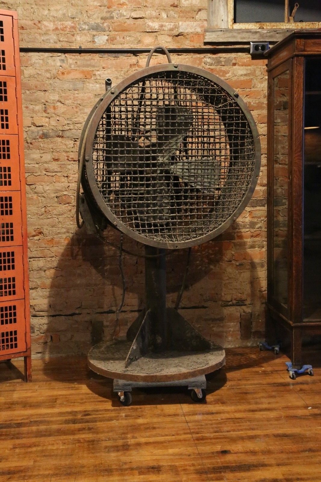 Antique General Electric Industrial Cage Floor Fan Huge 23