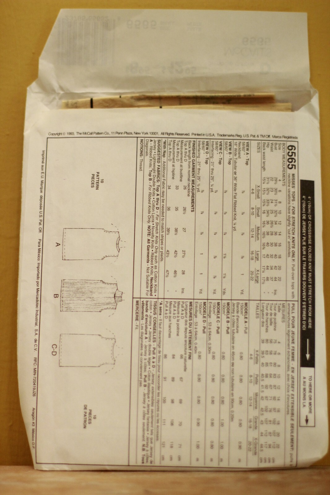 McCall's 6565 Sewing Pattern