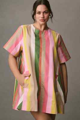 Anthropologie The Emmy Short-Sleeve Swing Mini Dress by Maeve Plus 2X NEW