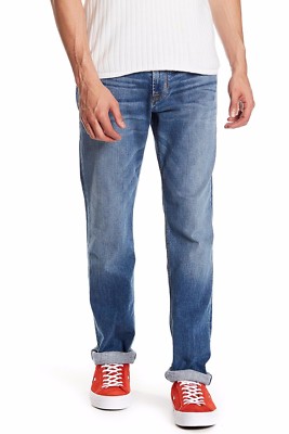 Джинсы Hudson Jeans Мужские зауженные прямые Размер 36x34 ТЕМНО-СИНИЕ с ПОТЕРТОСТЯМИ Цена : 198,00 новозеландских долларов
