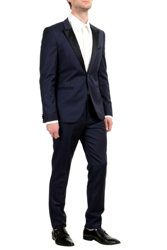 Pre-owned Hugo Boss "auerd/himins" Men's 100% Wool Blue One Button Suit