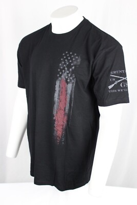 Grunt Style Men's Flag Logo Short Sleeve T Shirt Size Small Black