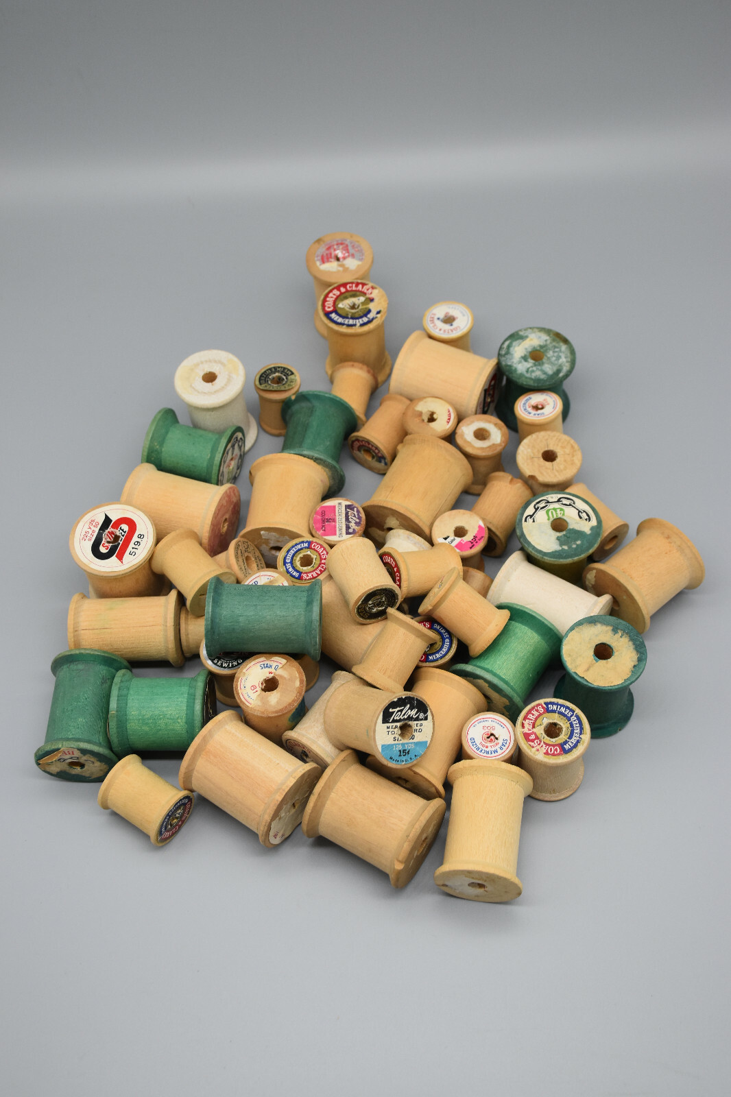 Odd Lot of Vintage WOODEN THREAD SPOOLS - All EMPTY - Various Sizes
