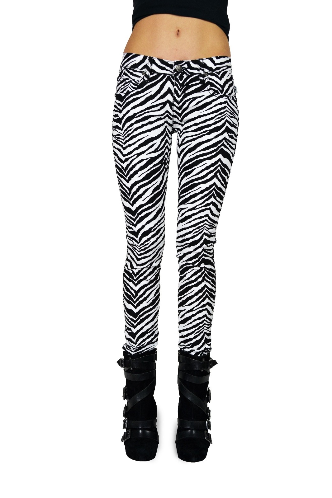 TRIPP EMO GOTH PUNK ROCK STAR WHITE BLACK ZEBRA PRINTED JEAN