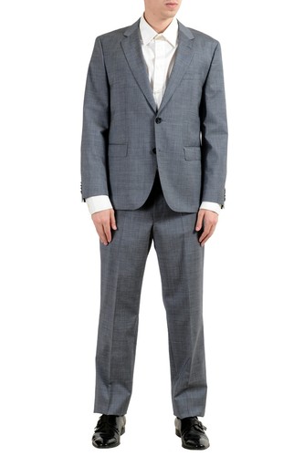 Pre-owned Hugo Boss "c-jeffery/c-simmons" Men's 100% Wool Gray Two Button Suit