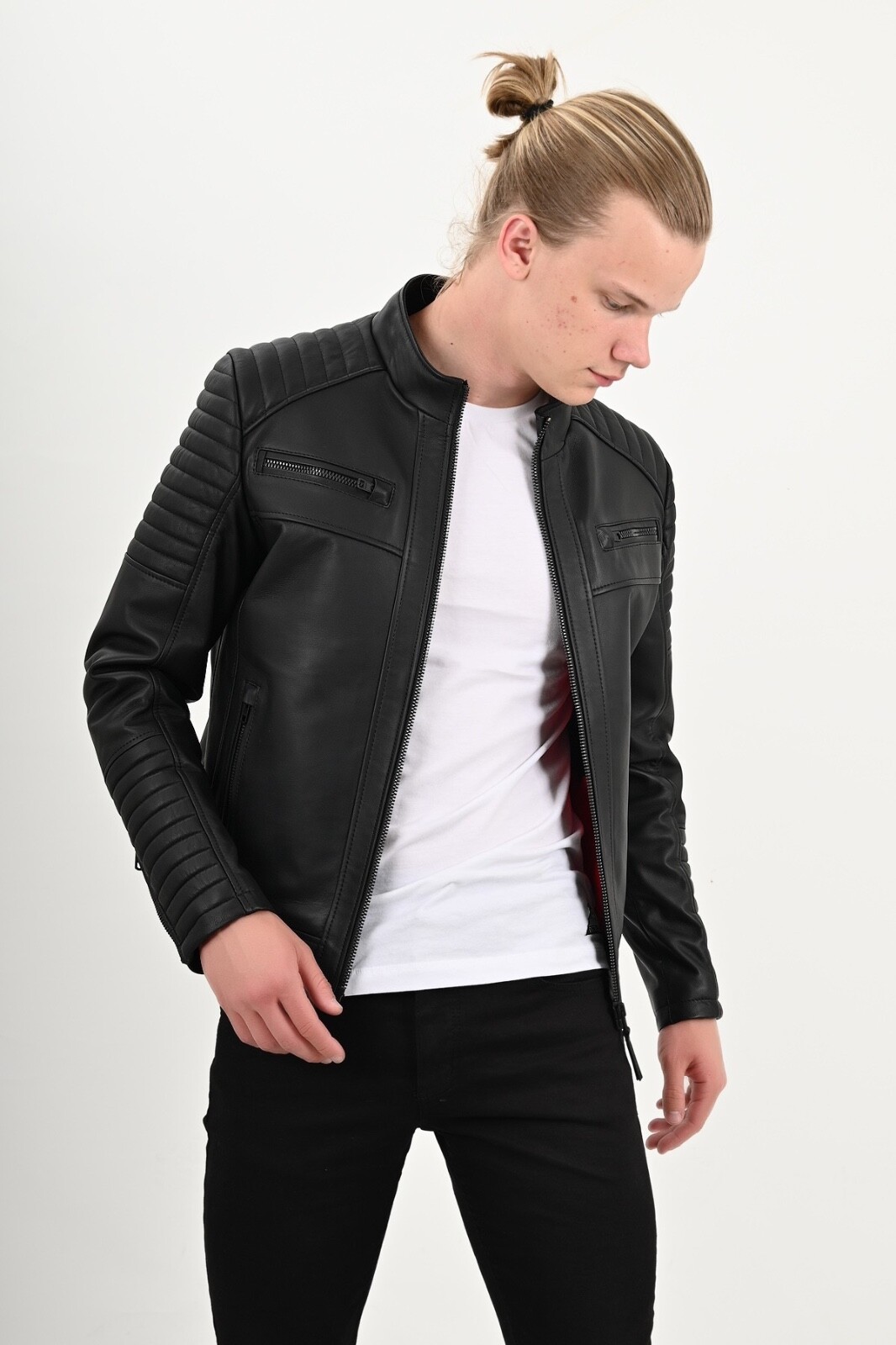 Sandor Slim Fit Men's Black Leather Jacket Genuine Leather