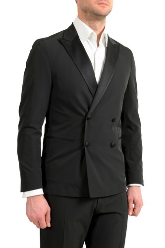 Pre-owned Hugo Boss Men's "nielsen/oliwer_1" Black Double Breasted Tuxedo Style Suit