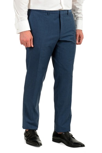 Pre-owned Hugo Boss Men's Reymond/wenten Extra Slim Fit Wool Two Button Suit Us 44r It 54r In Blue