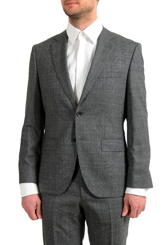 Pre-owned Hugo Boss Men's "johnstons5/lenon1" Regular Fit Gray 100% Wool Two Button Suit