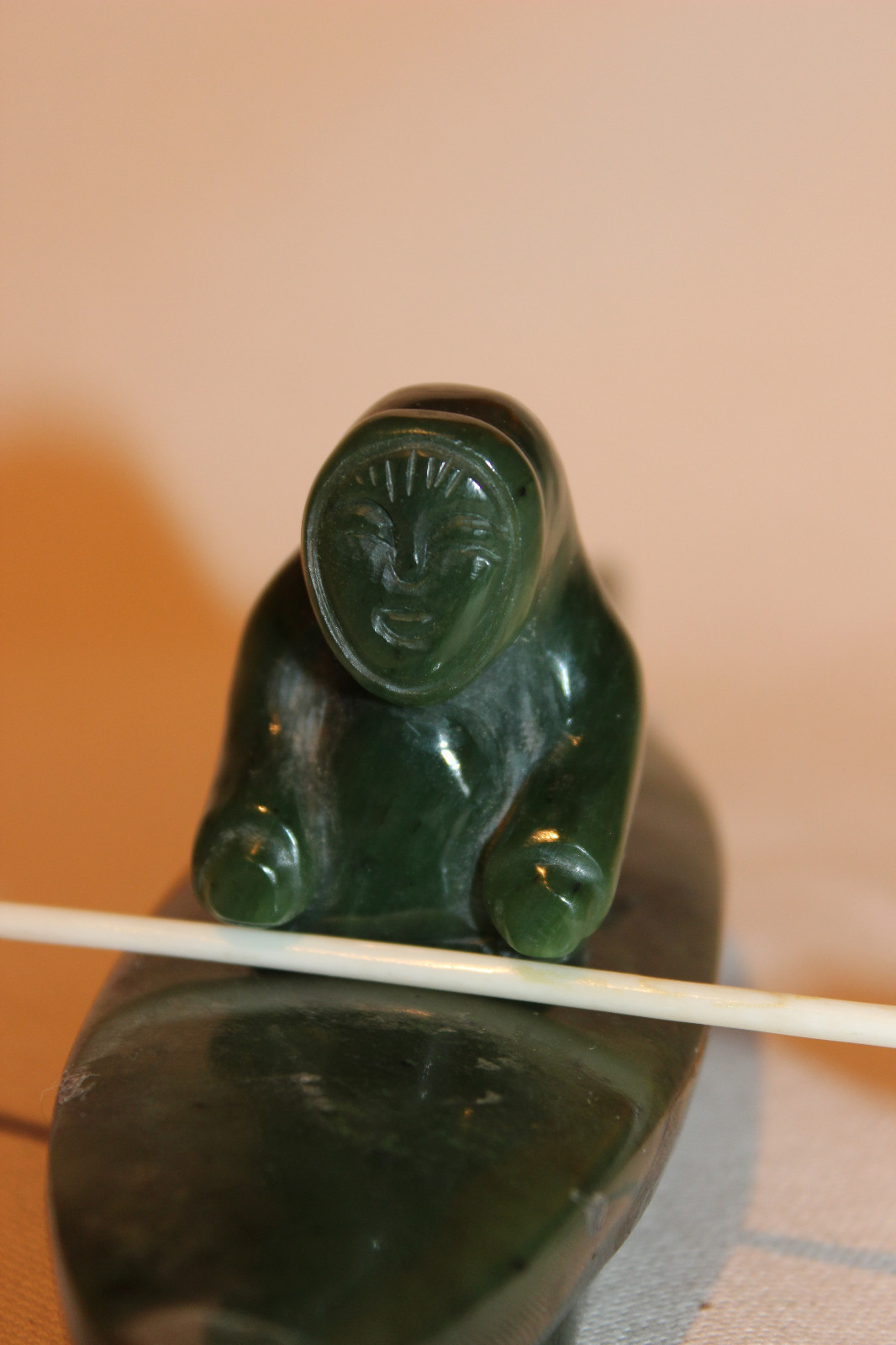 INUIT SCULPTURE ESKIMO ART CARVING KAYAK HUNTER CANADA