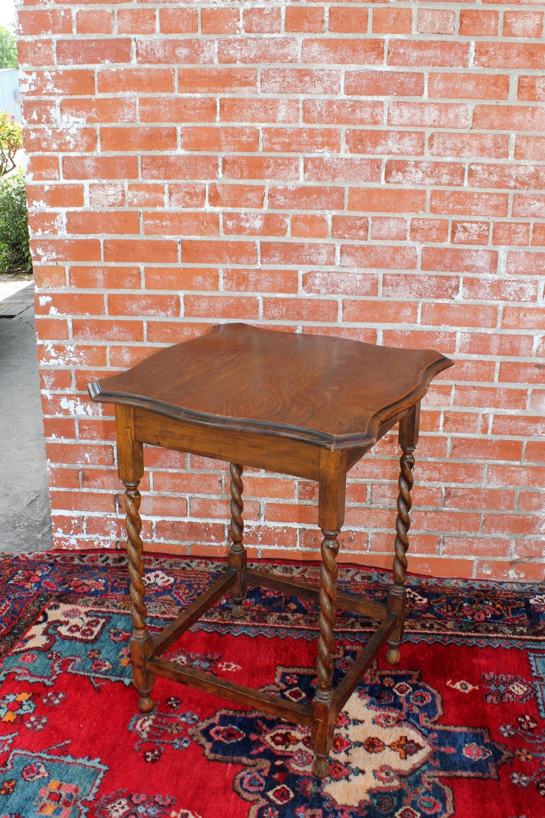 English Antique Oak Barley Twist Small Side Table | Living Room Furniture