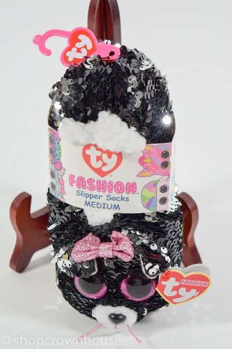 TY BEANIE KIKI Size Medium(1-3) Cat Fashion Slipper Socks