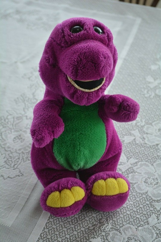 Vintage Barney Purple Dinosaur Plush Stuffed Animal Lovey Doll Toy