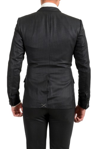 DOLCE & GABBANA DOLCE & GABBANA MEN'S BLUE 100% WOOL STRIPED DOUBLE BREASTED THREE PIECE SUIT