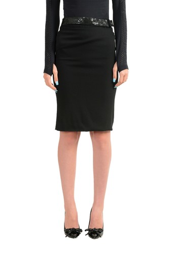 【関税＆送料込み】Versace Black Viscose Blend Skirt Barocco Pleated Silk Skirt Black,Print | VERSACE US