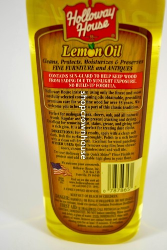 1 Holloway House LEMON OIL Fine Wood Cleaner Moisturize Preserve W/ Sun Guard