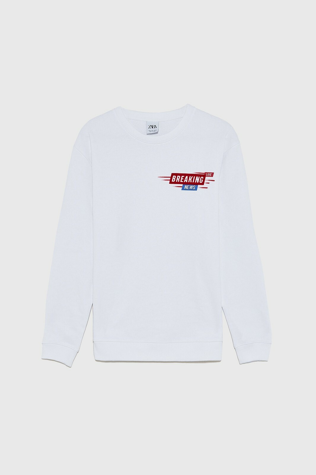 New Zara Textured Text Sweatshirt Sweater S White 0962/312