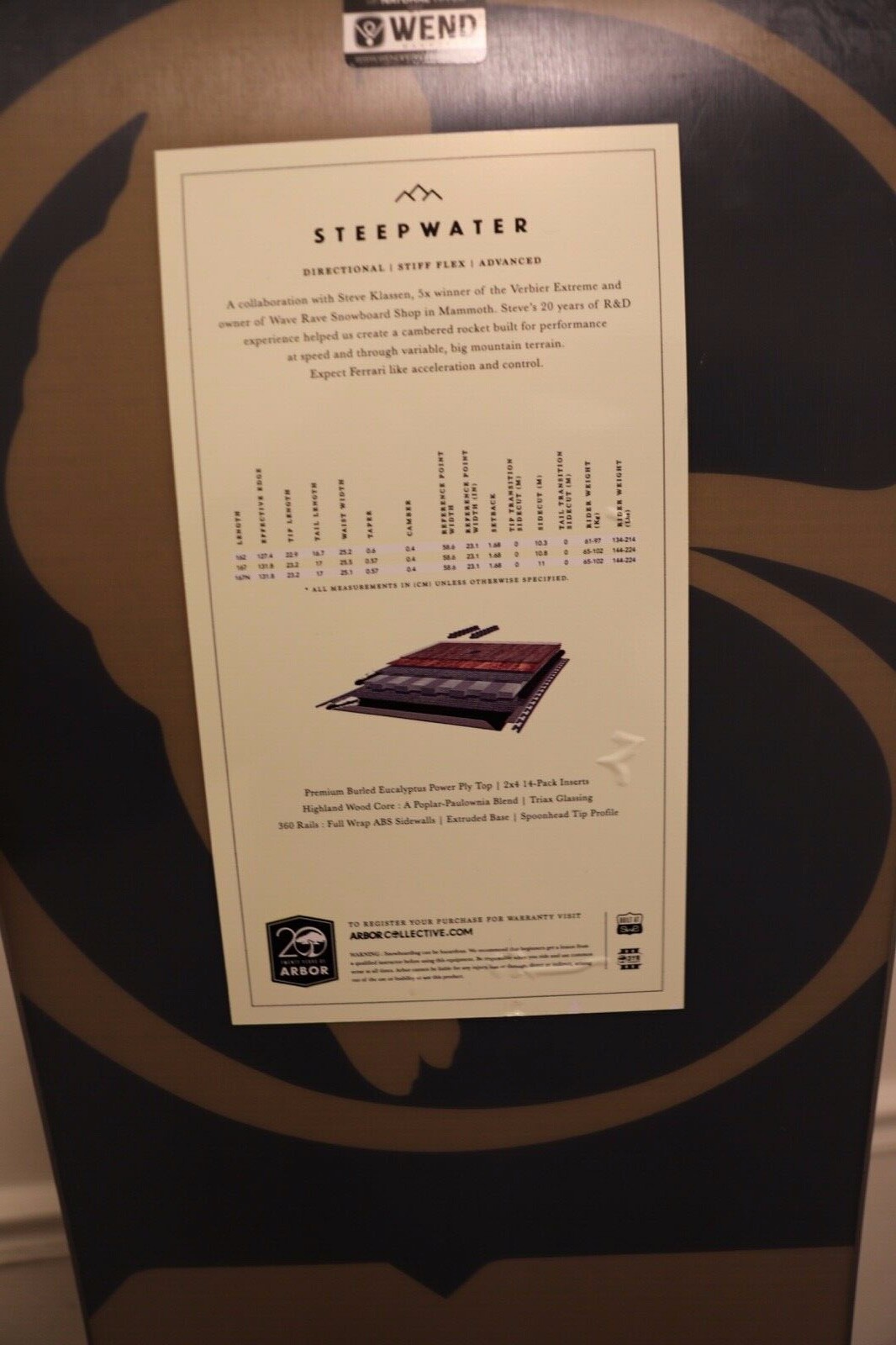 Arbor Steepwater 162 w/ Large Flow NX2 bindings