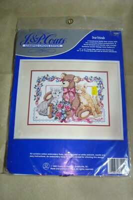 ''DEAR FRIENDS'' Cross Stitch Kit, J.P. Coats, Cross Stitch, -14'' x 10'' - NEW!
