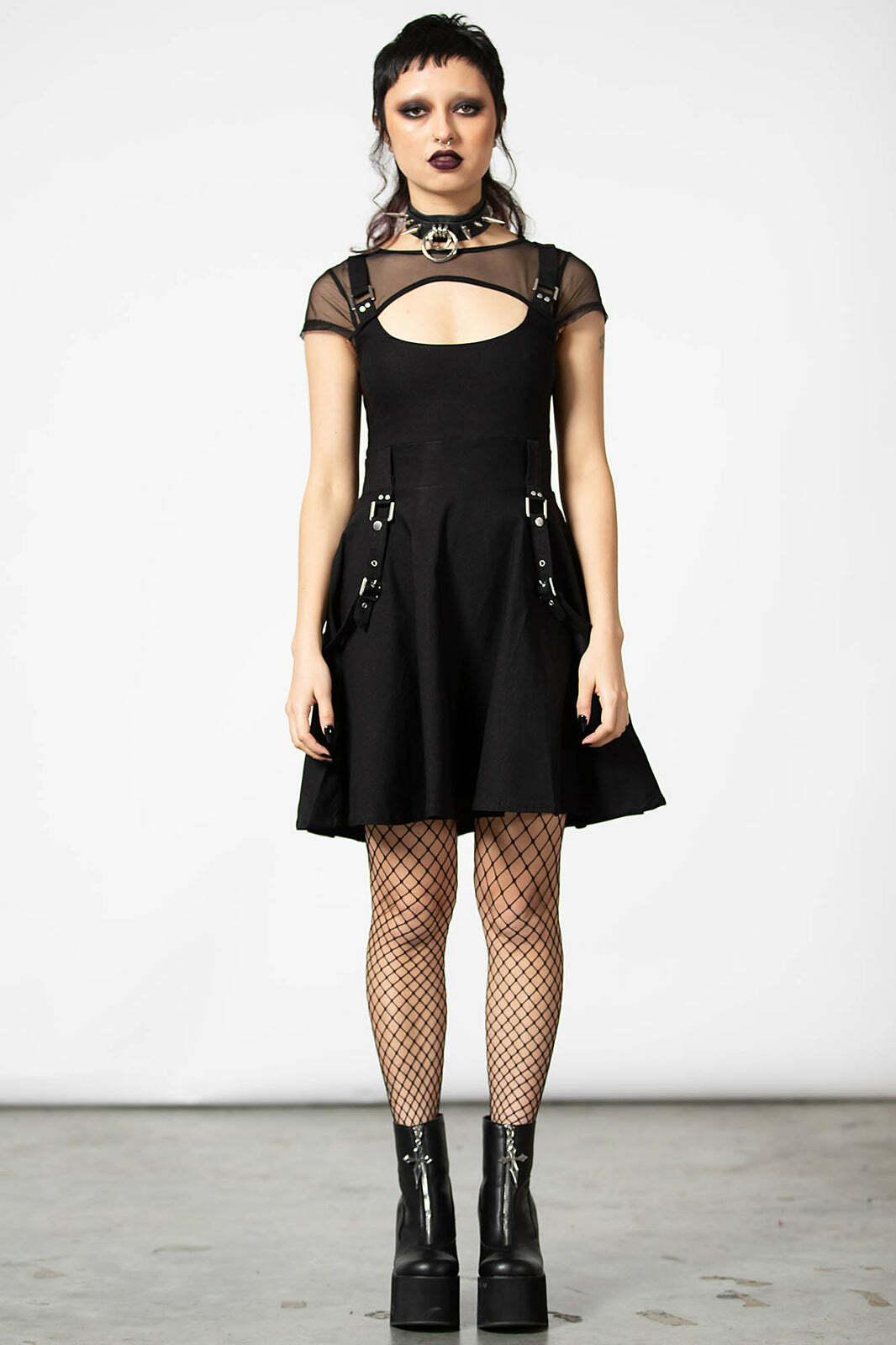 Killstar Kounter Kulture Buckle Mesh Goth Punk Emo Flare