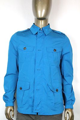 Pre-owned Gucci $1650  Mens Nylon Stretch Windbreak Blouse Jacket Turquoise 337454 4610 In Blue