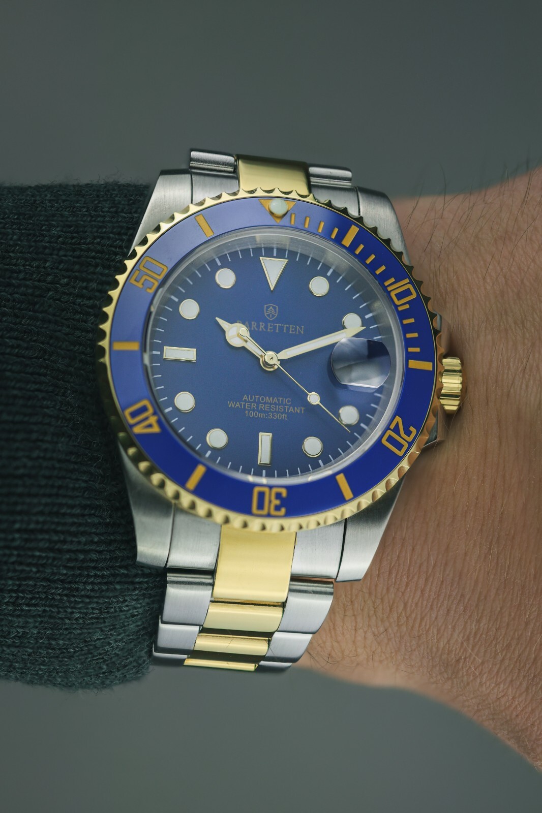 Pre-owned Seiko Barretten Bluesy Custom Watch  Nh35 Men's Waterproof Ceramic Sapphire
