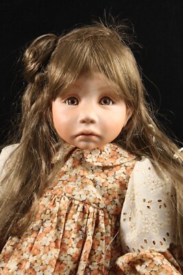 Vintage OOAK Gail Novello Artist Doll Porcelain Cloth Body Freckles Pouty Face