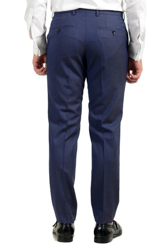 Pre-owned Hugo Boss "huge6/genius5_bxn" Men's 100% Wool Two Button Suit In Blue