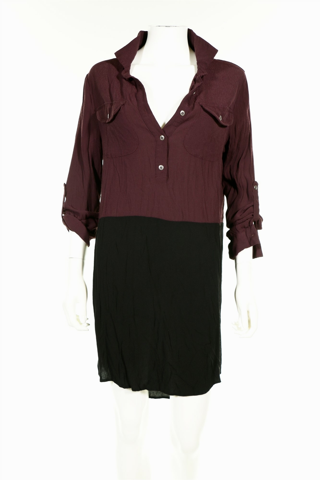 MATTY M 134131 Womens Purple/Black Colorblock Casual Shirt Dress Size Medium