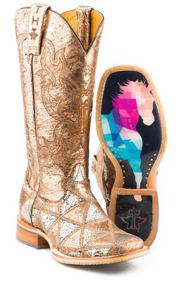 Pre-owned Tin Haul Womens Mish And Mash Multi-color Leather Cowboy Boots In Multicolor