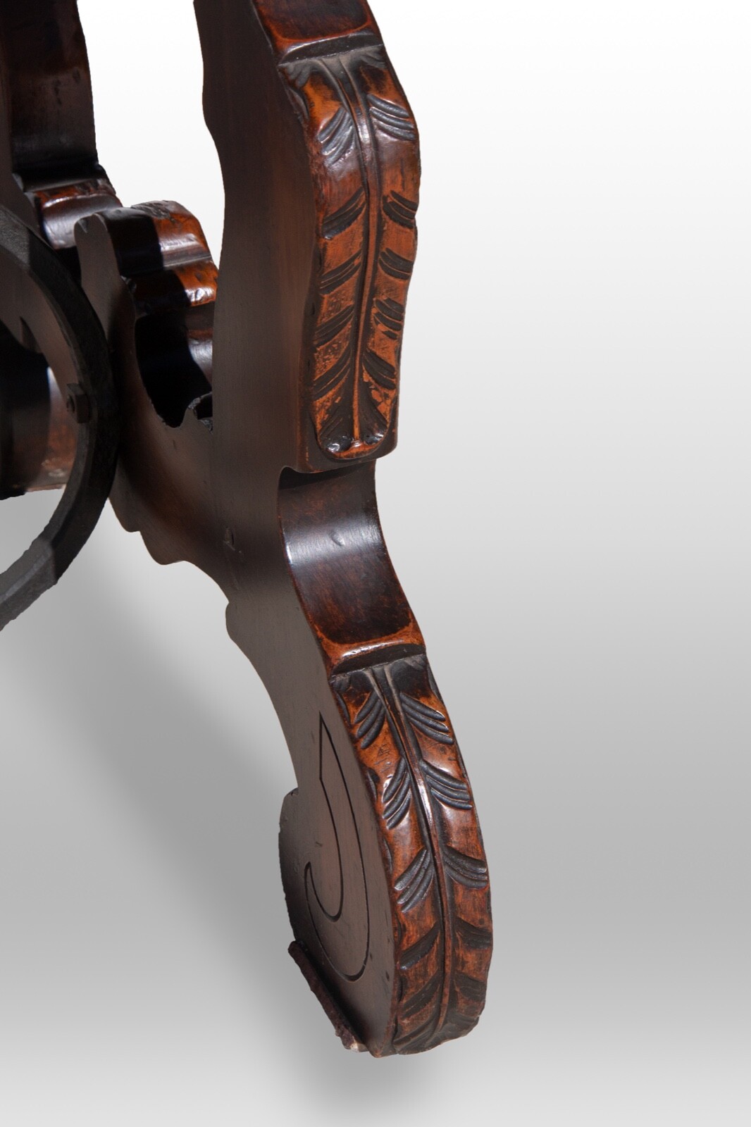 Vintage Spanish Trestle Table with Built-in Leaves