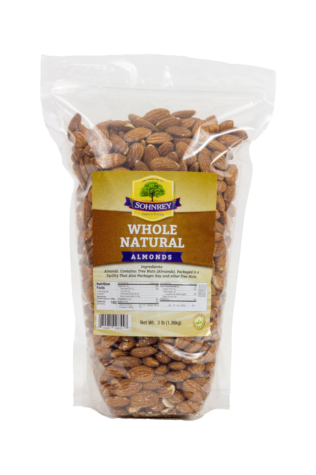 Bulk Almonds Raw Whole Natural Fresh Premium Steam Pasteurized 3 pounds - 15 lbs