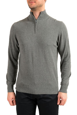 Pierre Balmain Men's Gray Wool Cashmere 1/3 Zip Pullover Sweater