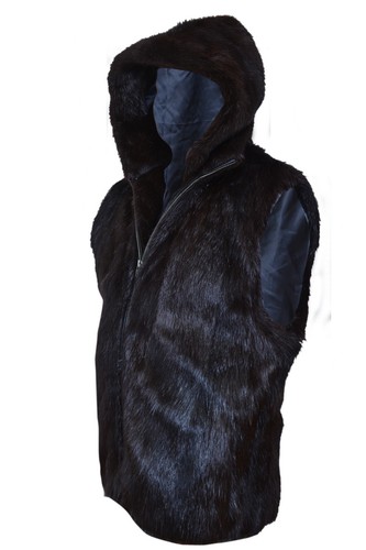Pre-owned Handmade Man's Real Nutria Fur Vest Detachable Sleeves Hood All Sizes In Brown