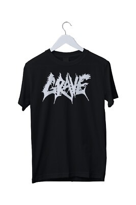 GRAVE  Black T-Shirt  Size Large Classic Death Metal Rock Band Music Logo 