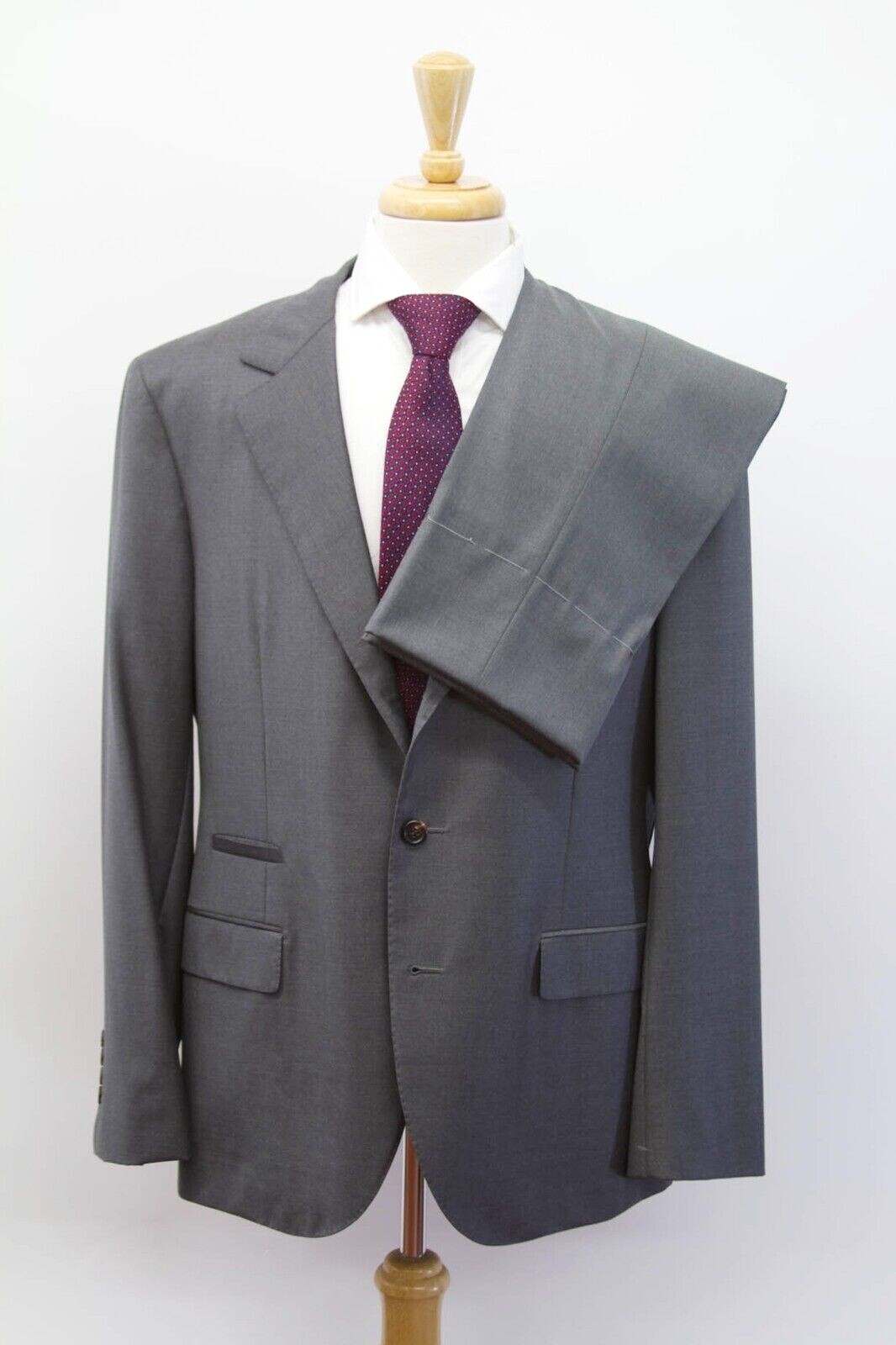 Pre-owned Brunello Cucinelli Nwt$4695  Men 100% Virgin Wool 2pc Suit With Logo Buttons A228 In Gray