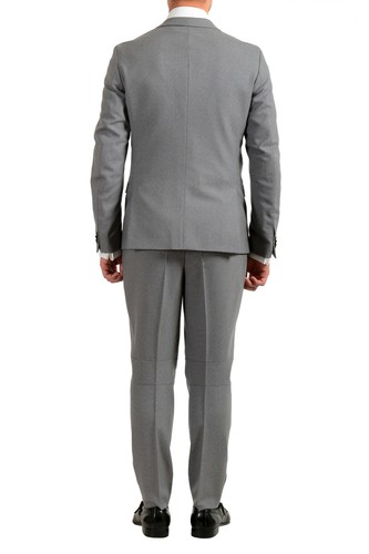 Pre-owned Hugo Boss Men's "anfred/frido184f1" Extra Slim Fit 100% Wool Two Button Suit In Gray