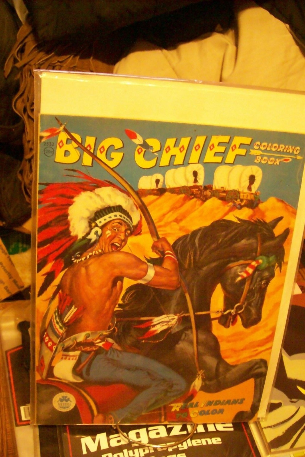 BIG CHIEF COLORING BOOK 1958 unused mint indians cowboys merrill pub
