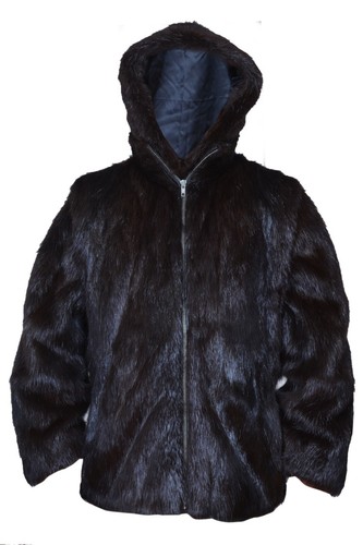 Pre-owned Handmade Man's Real Nutria Fur Vest Detachable Sleeves Hood All Sizes In Brown