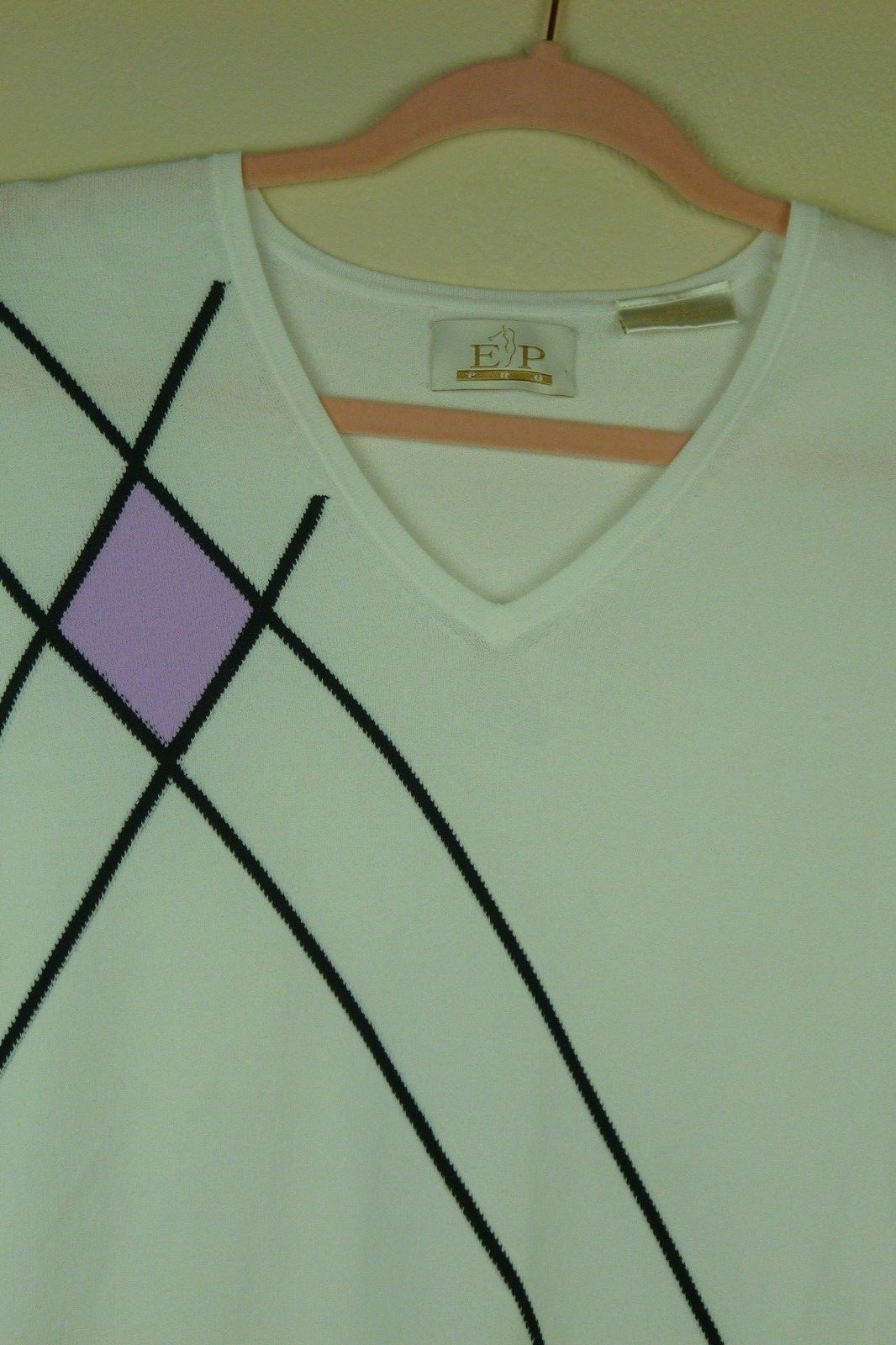 EP PRO Womens White Long Sleeve V-Neck Golf Sweater  Size S EUC