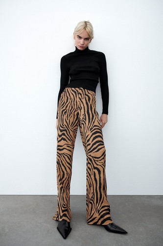 パンツ louren geometric jacquard widepants S Zara Full Length Printed Jacquard Trousers Pants 3067/226 | eBay