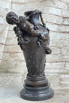 Cherub Vase Bronze Figurine by European Bronze Finery Classic Artwork
