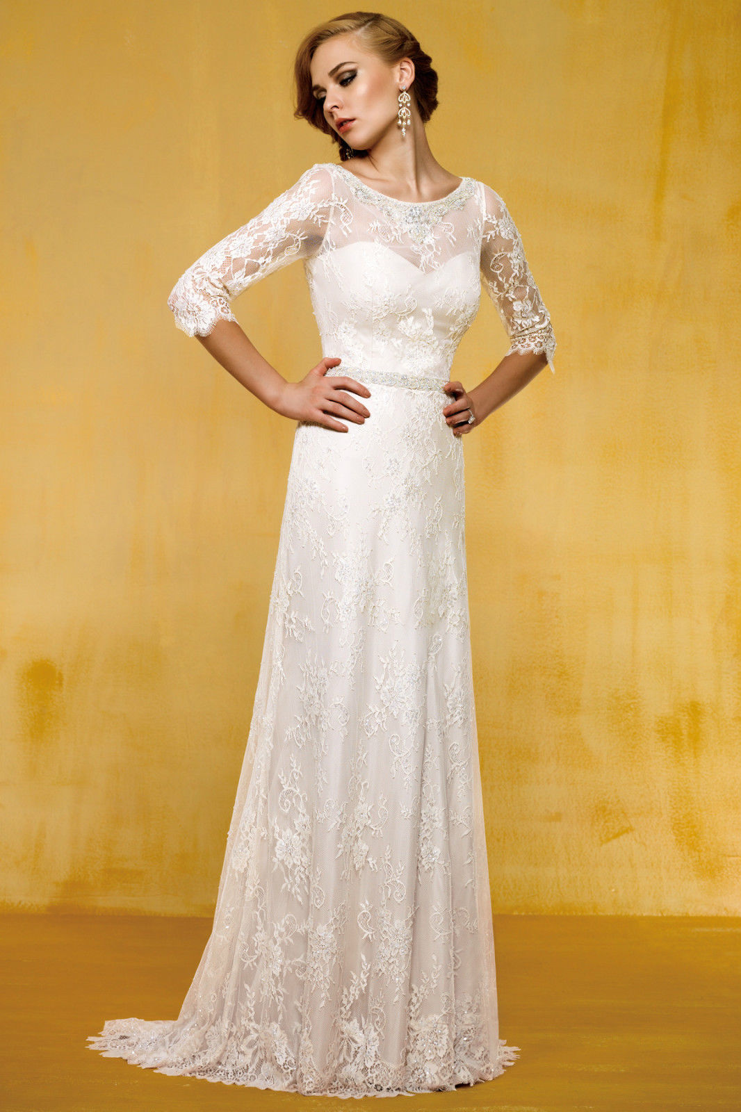 Vestidos de boda de encaje manga 3/4