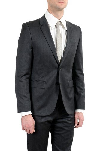 Pre-owned Hugo Boss "aeron1/hamen1" Men's 100% Wool Gray Two Button Suit
