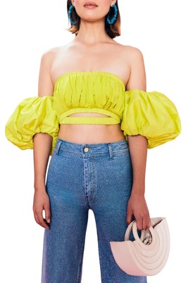 Pre-owned Cult Gaia Carly Top In Citron - Size 2 In Yellow