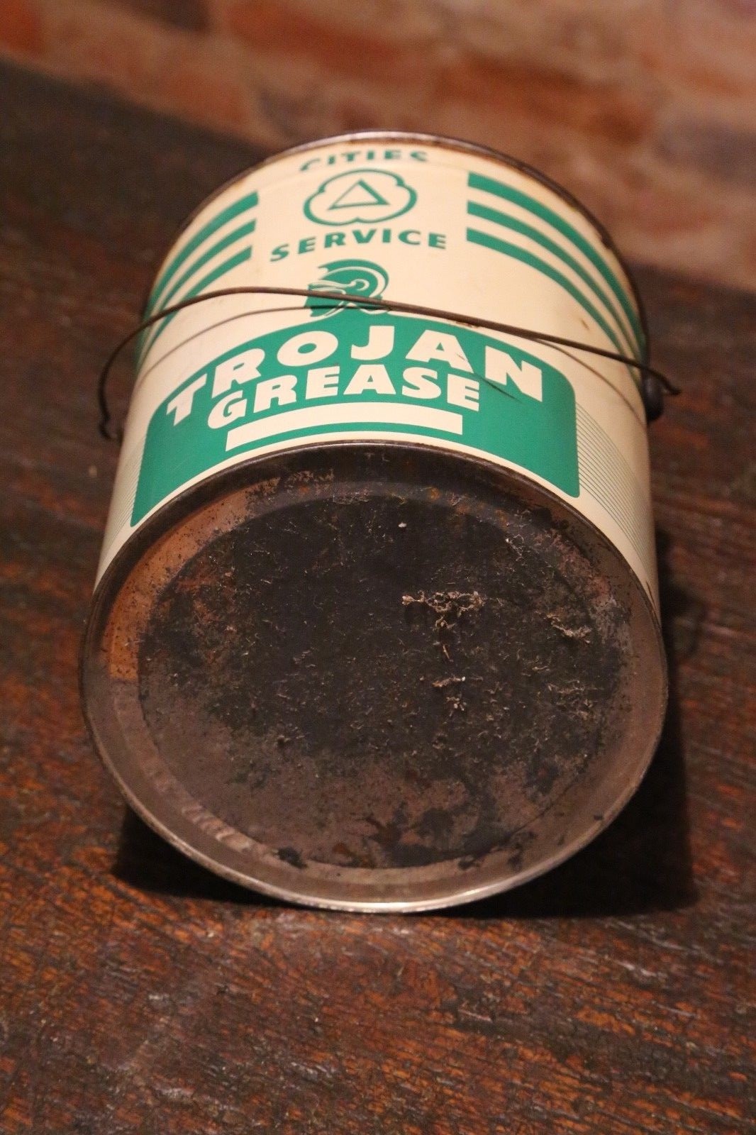 1950's Cities Service Trojan Grease Advertising Metal Can Gas Service Station